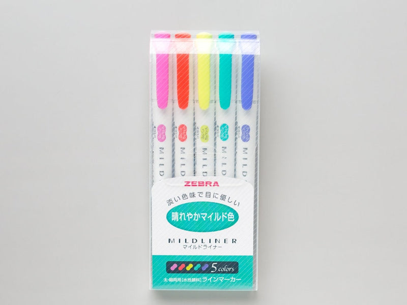 ZEBRA Mildliner Double-Sided Highlighter - Set of 5 Bright mild color-