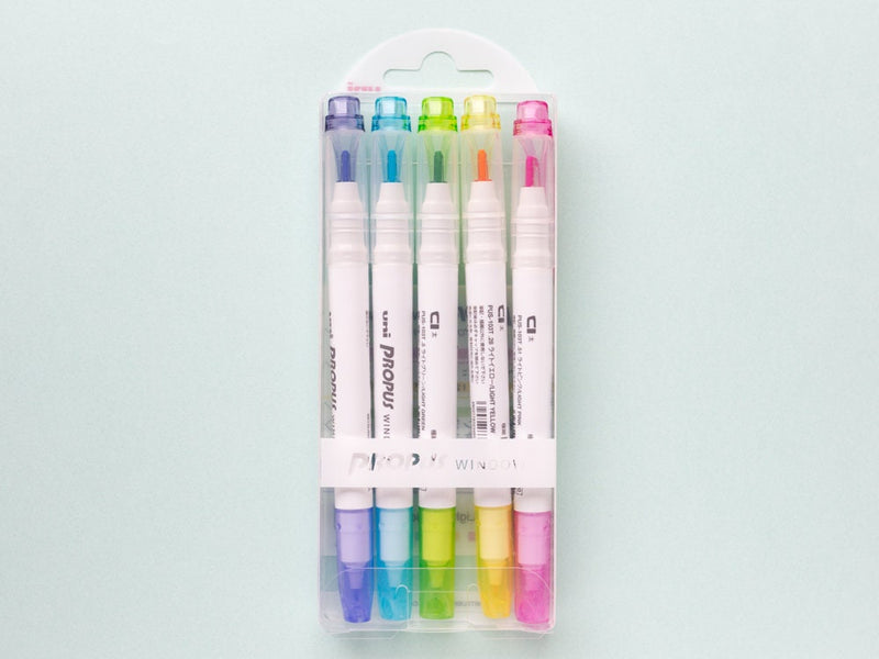 uni PROPUS Window pen set , Highlighter Pen,  - Set of 5 Light colors-