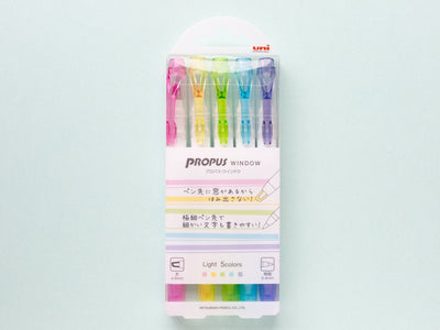 uni PROPUS Window pen set , Highlighter Pen,  - Set of 5 Light colors-
