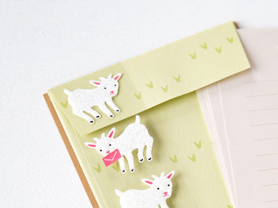 Letter set with fluffy sticker -goat-