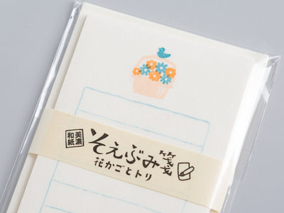 Washi mini letter set -bird on the flower basket-