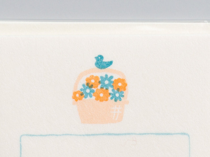 Washi mini letter set -bird on the flower basket-