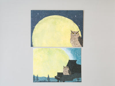 Japanese Writing Letter Set -The night of Owl- by Akira Kusaka/ Mino Washi / cozyca products/ Japanese washi paper letter set /made in Japan
