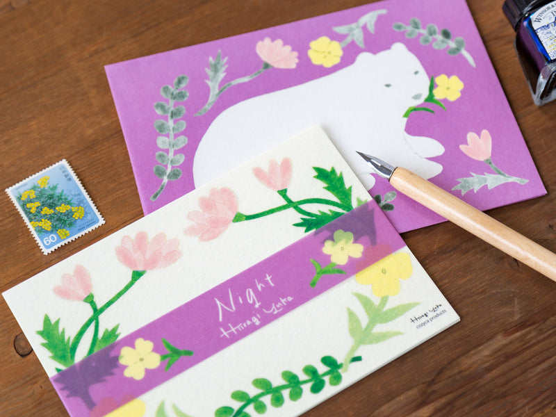 Japanese Writing Letter Set -Night- by Hiiragi Yuka/ Mino Washi / cozyca products/ Japanese washi paper letter set /made in Japan