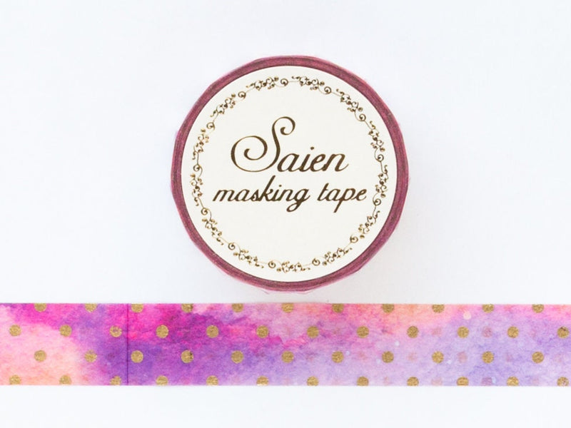 Gold Foiled Masking Tape -Laila- /  Polka dots design / SAIEN / kamiiso sansho / Japanese stationery/ made in Japan