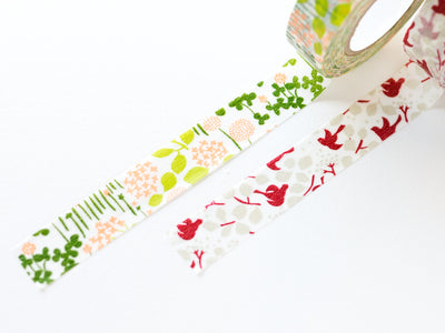 classiky washi tape -message bird and little garden- / 2rolls and message card /