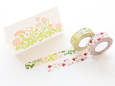 classiky washi tape -message bird and little garden- / 2rolls and message card /