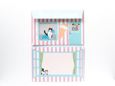 Letter Set -a cat by the window at "Ice cream shop"-