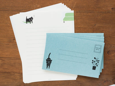 Letter Writing set - making you smile series "black cat"- by Midori / DESIGNPHIL  products/ Japanese writing letter set /made in Japan