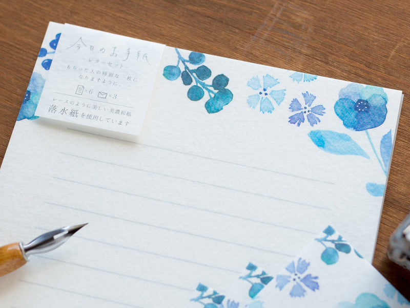 Washi letter set -blue flowers under moonlight-