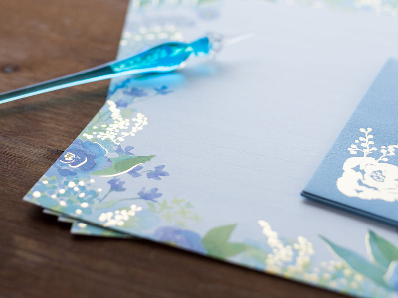 Letter Set -Polite letters "glittering blue flower"