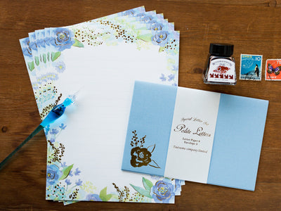 Letter Set -Polite letters "glittering blue flower"