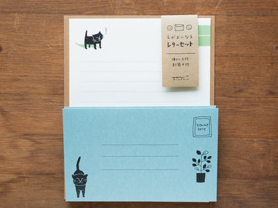 Letter Writing set - making you smile series "black cat"- by Midori / DESIGNPHIL  products/ Japanese writing letter set /made in Japan