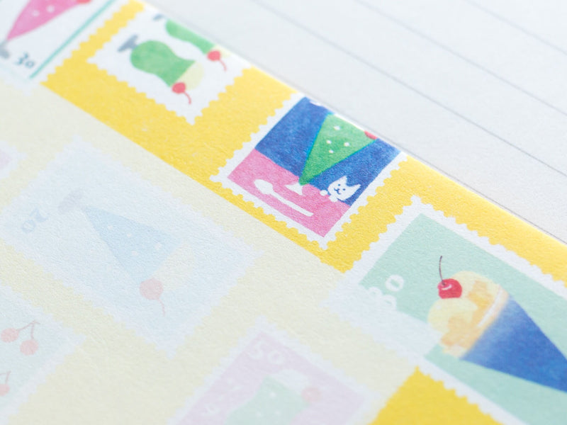 Japanese washi letter writing set -cream soda postage stamps- / retro diary / FURUKAWA SHIKO / Japanese stationery set /made in Japan
