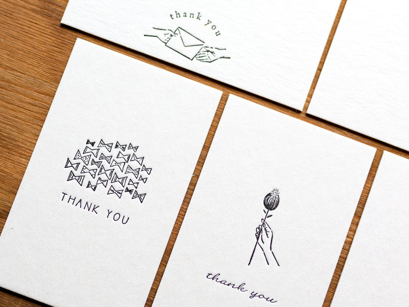 LetterPress Thank you card box -Black-, 30 cards of 7 various pattern