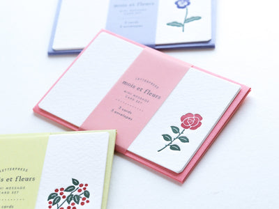mini message card set -mois et fleurs "rose"-