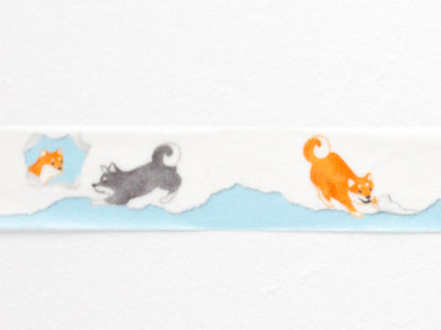 Masking Tape -Shiba dog on white paper-