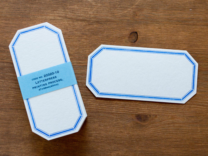 Classiky LetterPress octagon Label card 40pcs -sky blue- / NO. 20320-10 /