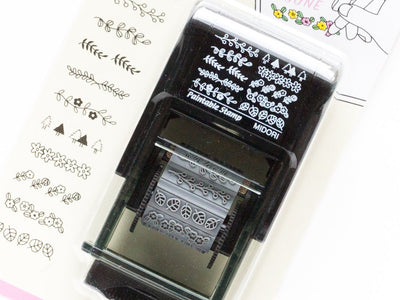 MIDORI paintable stamp 12 designs -plants pattern-/ self-inking stamp / oil-based ink / designphil product /