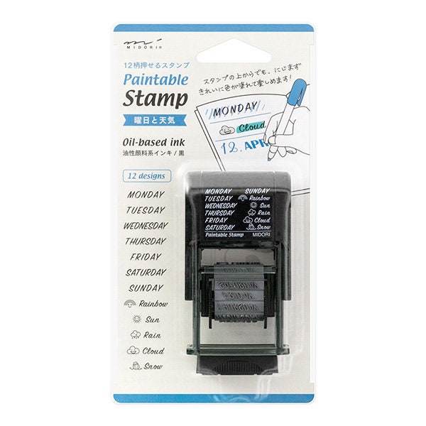 Paintable stamp 12 designs -day and weather-