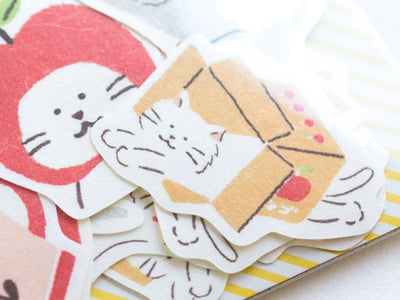 Washi flake stickers -watashi biyori "relaxed cats"-