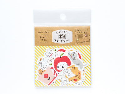 Washi flake stickers -watashi biyori "relaxed cats"-