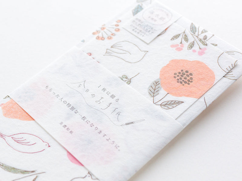 Japanese style washi letterset -pink flower and birds-