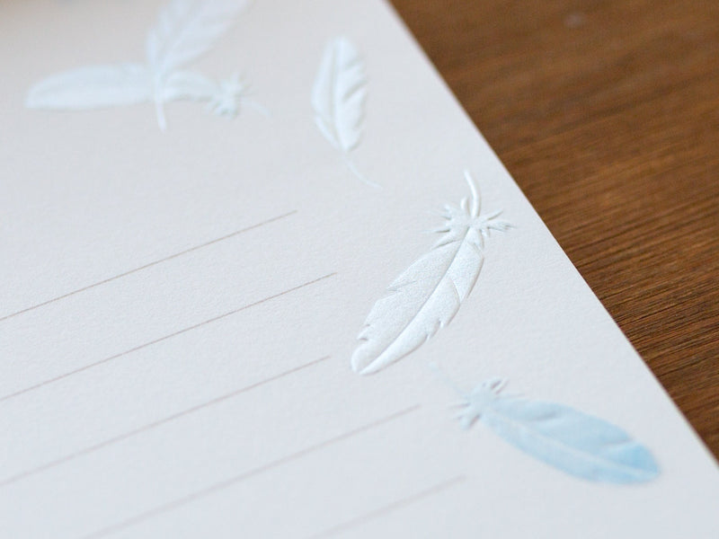 Japanese Writing Letter Pad and Envelopes -Feather and Ink- / Nihon hallmark product / Illustrated by Hikaru Takada / Japanese stationery