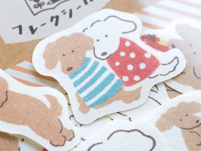 Washi flake stickers -watashi biyori "relaxed dog"-