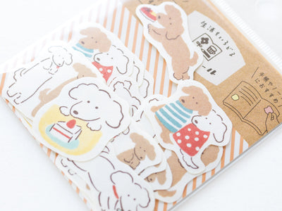 Washi flake stickers -watashi biyori "relaxed dog"-