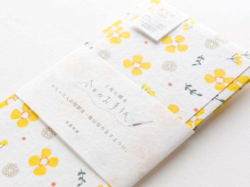 Japanese style washi letter set -yellow flower-