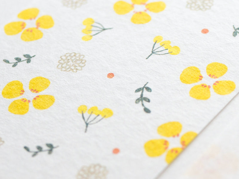Japanese style washi letter set -yellow flower-