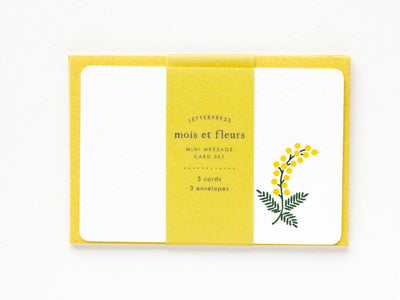 mini message card set -mois et fleurs "mimosa"-