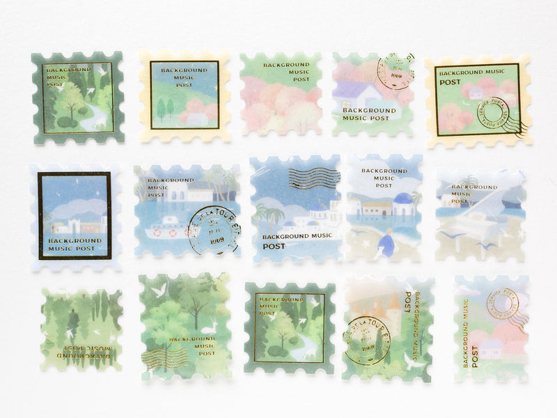 Washi flake stickers -postage stamp "Senery"-