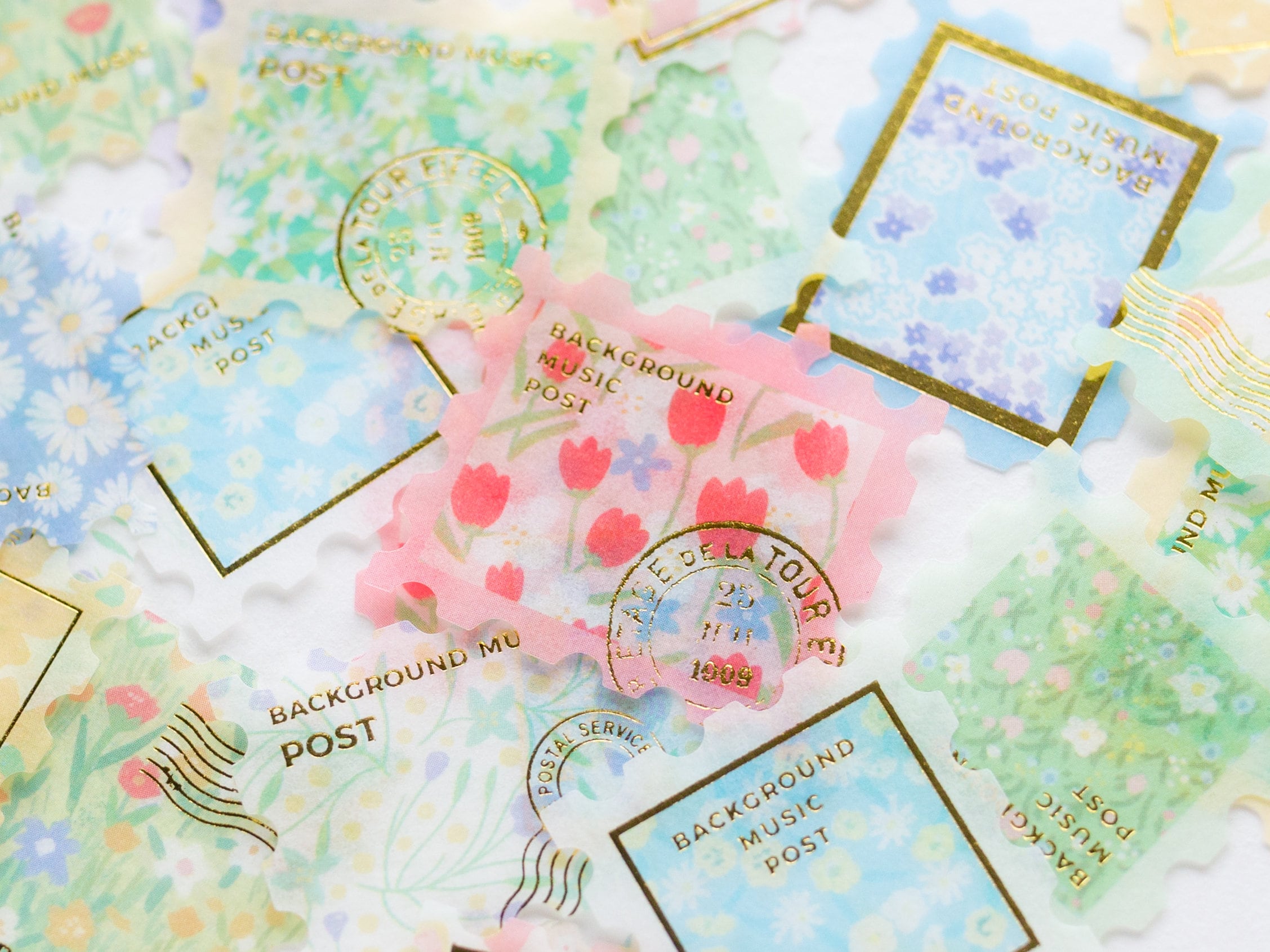 Washi flake stickers -postage stamp 