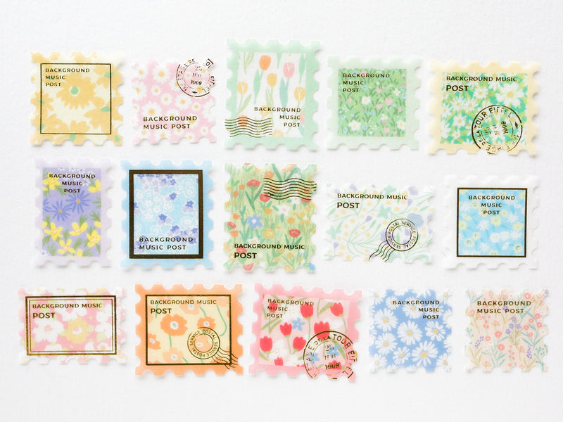 Washi flake stickers -postage stamp "Garden"-