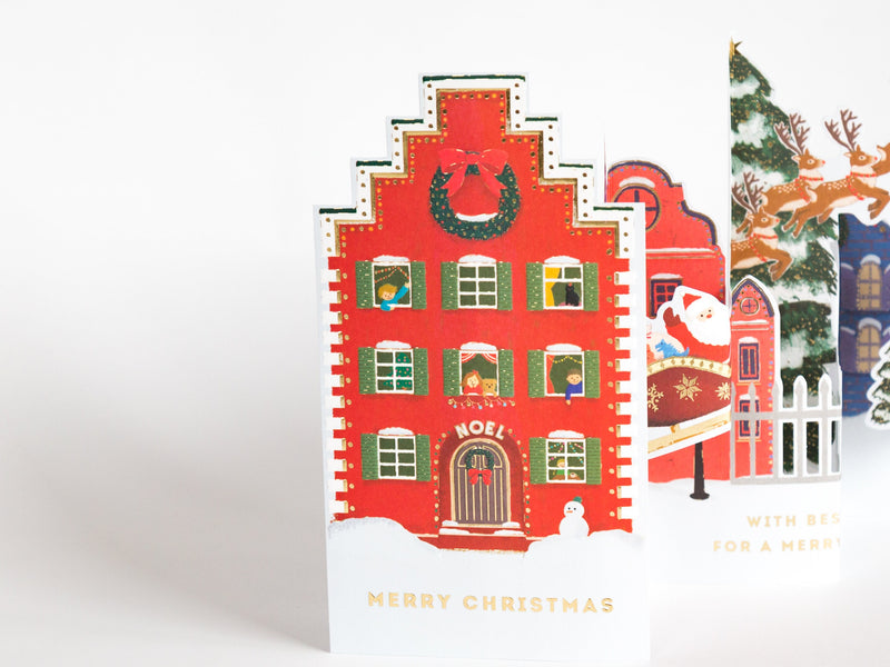 Christmas card "Pop-up card -Santa Claus in the town"