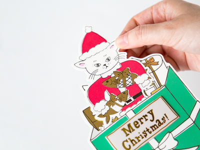 Christmas card "Pic up card -Cat Santa clause-"