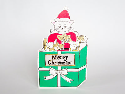 Christmas card "Pic up card -Cat Santa clause-"