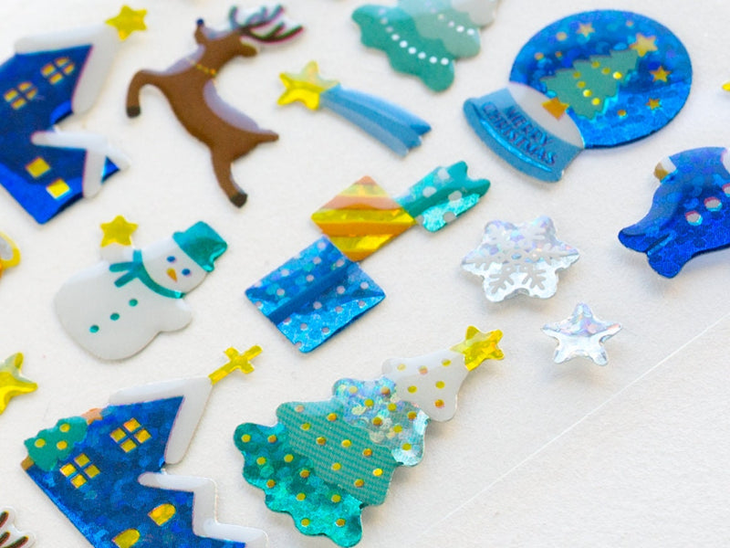 Christmas 3D glittering gel Sticker -Holly night-