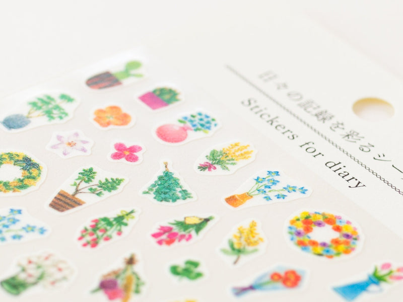 Midori stickers for diary "flowers", mini stickers, Japanese sticker for planner, diary, journal, snail mail, hobonichi techo