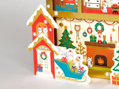 Christmas card "Cats House -three-story house-"