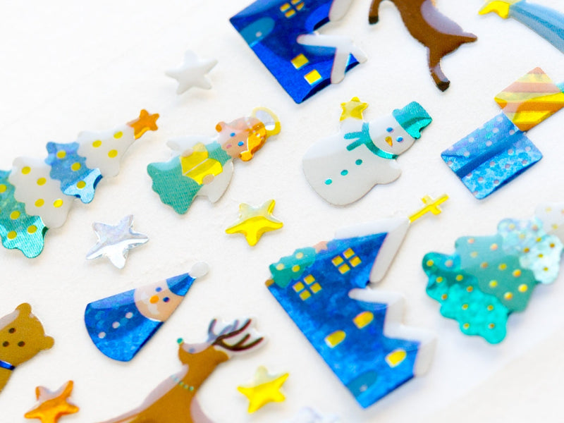 Christmas 3D glittering gel Sticker -Holly night-