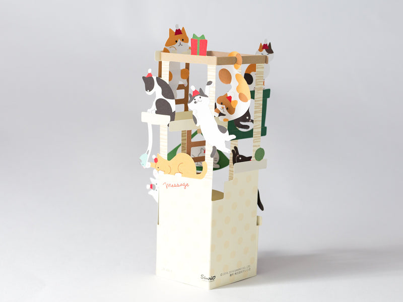 3D greeting card "Christmas card -cat tower-