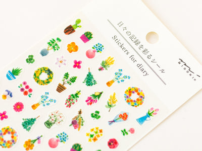 Midori stickers for diary "flowers", mini stickers, Japanese sticker for planner, diary, journal, snail mail, hobonichi techo