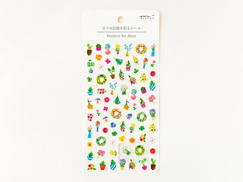 Midori stickers for diary "flowers", mini stickers, Japanese sticker for planner, diary, journal, snail mail, hobonichi techo