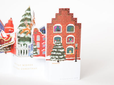 Christmas mini card "Pop-up card -Santa Claus in the town"