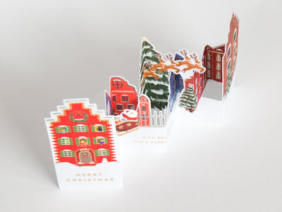 Christmas mini card "Pop-up card -Santa Claus in the town"