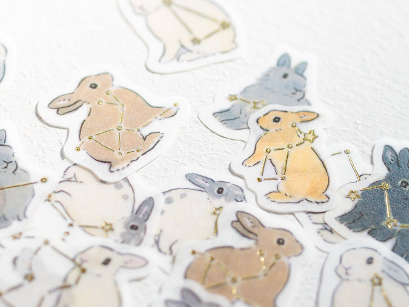 Die-cut flake stickers -Rabbit and Constellation-