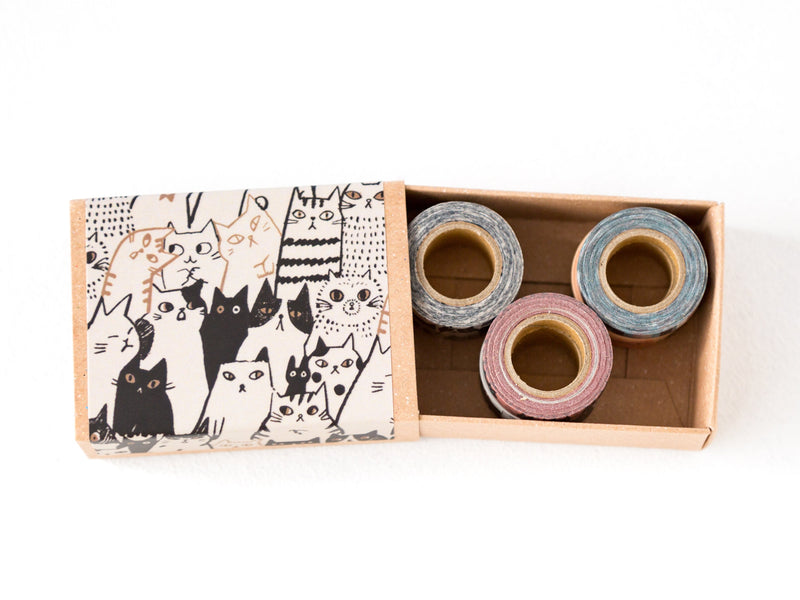 Tiny washi tape set in a small box -cats-